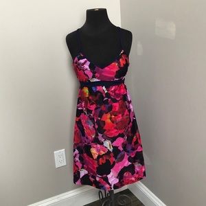 Athleta pink dress floral racer back padded small